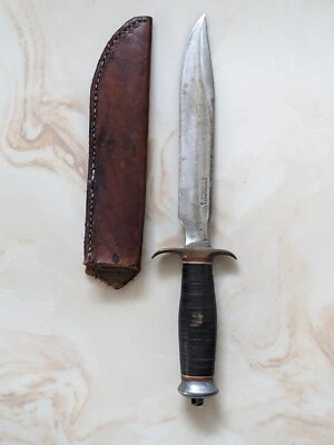 Faca muito rara feita por Randall feita em Springfield Mass cabo de couro caça Segunda Guerra Mundial - Imagem 1 de 4