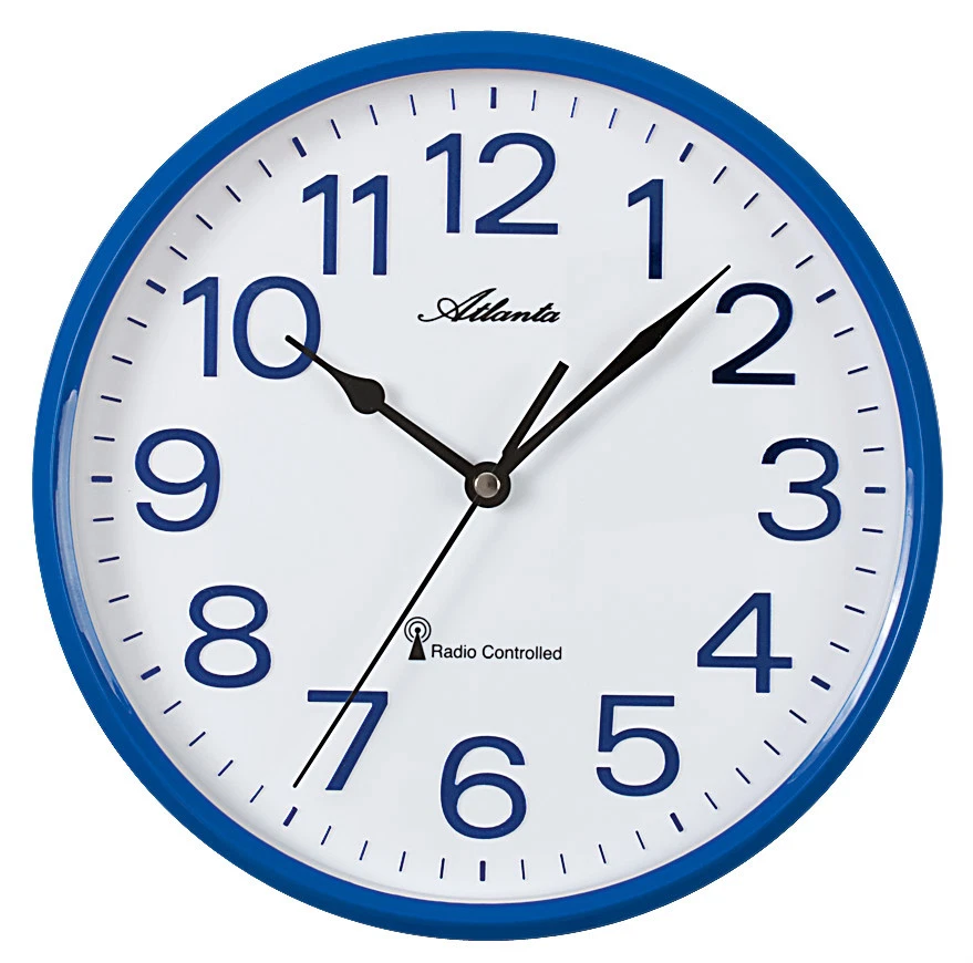 Moderne Funkwanduhr Blau Funkuhr Analog Rund Küchenuhr Esszimmer -ATLANTA 4378-5 - Bild 1 von 3