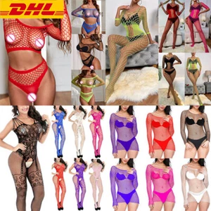 Women Sexy Lace Lingerie Set Nightwear Thong Babydoll Ladies Underwear Bodysuit - Picture 1 of 32