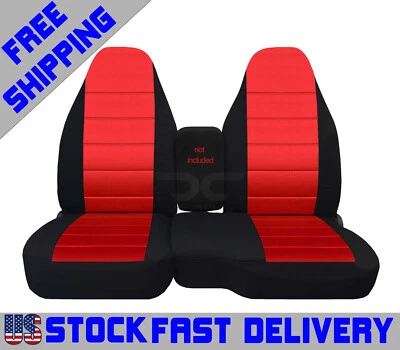 Truck seat covers cotton blk-red insert fits 1991-1997 FORD RANGER 60/40 hiback - Image 1 of 4