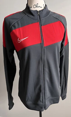Chaqueta de pista de fútbol profesional Nike Academy para mujer BV6932-062 mediana Dri-Fit roja y gris Foto 1 de 4