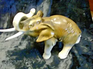 Royal Dux figurine Bull Elephant with trunk raised - Picture 1 of 9