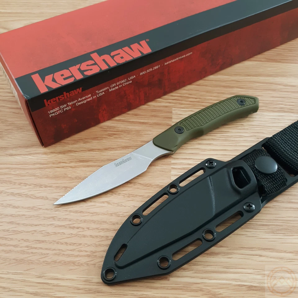 Kershaw Deschutes Caper 1882 3.25" D2 Green Rubberized Fixed Knife