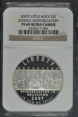 2007 P Desegregation-Little Rock HS-Modern Commem Silver Dollar NGC PF69 UCAM - Image 1 of 2