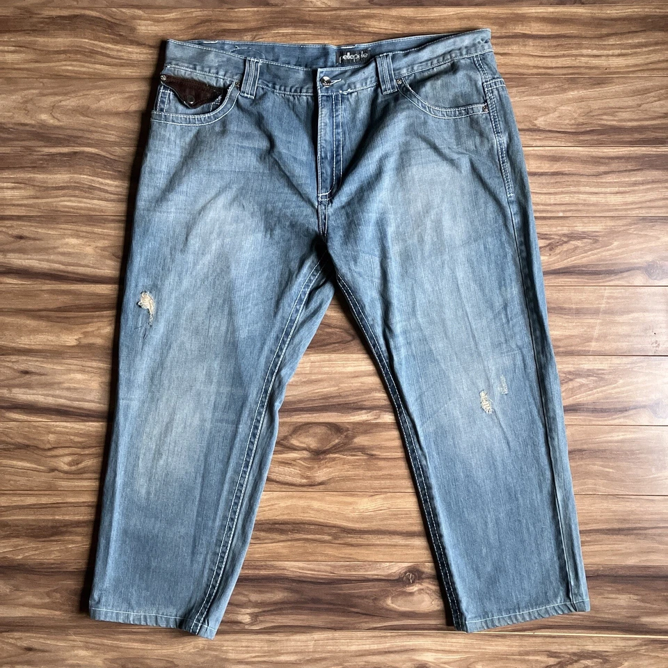 Pelle Pelle Jeans Mens 48x28 Blue Baggy Loose Light Denim Hip Hop Streetwear - Image 1 of 4