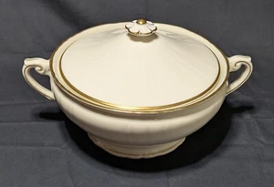 Vintage Syracuse Federal "Sy727" Round Covered Vegetable Serving Bowl Gold Trim - Picture 1 of 6