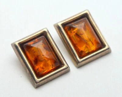 PENDIENTES PLATA ESTERLINA 925 NARANJA BÁLTICO COÑAC ÁMBAR Foto 1 de 4