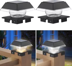 Solar Post Cap Lights Outdoor IP65 Powered Deck Fence Lights for 3.5 to 5.5inch - Picture 1 of 41