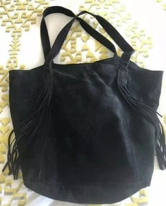 EUC Black Suede Tassel Hobo Shoulder / Tote Bag. - Picture 1 of 5