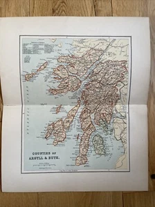 1893 Map of Counties Argyll & Bute from Ordnance Gazeteer Of Scotland Mackenzie - Picture 1 of 2