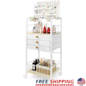 Jewelry Organizer Display Stand W/Drawers Necklace Earring Bracelet Ring Wheeled - Picture 1 of 7