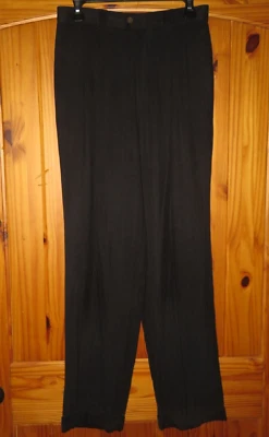 PANTALONES DE VESTIR TOMMY BAHAMA Negro 100% Seda PLISADO Puños Pantalones PANTALONES Mujer 10 Foto 1 de 4