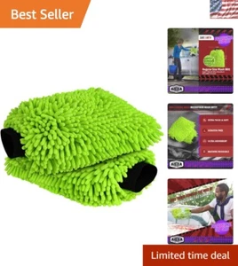 Extra Plush Chenille Microfiber Car Wash Mitts - 7.12''X10.14'' Size, Green - Picture 1 of 10