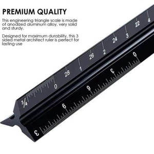 Rena Chris Architectural Scale Ruler, 12" Aluminum Architect Scale, Black - Picture 1 of 11