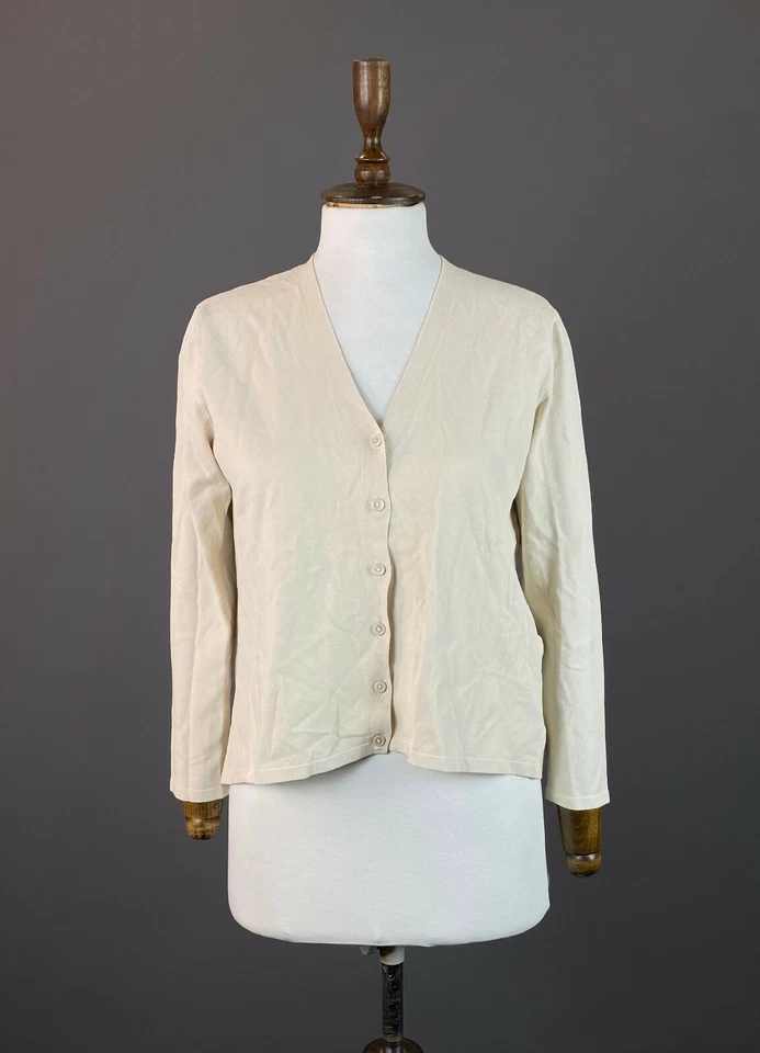 Ladies Weekend Max Mara Ivory Button Down Long Sleeve Cardigan Sweater Size S - Image 1 of 4
