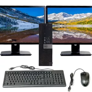 Dell Desktop Computer i7 16GB RAM 512GB SSD 1TB Dual 22" LCD Windows 10 Pro WiFi - Picture 1 of 16
