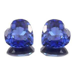 Natural Blue Sapphire 40 Ct Heart Cut Ceylon Certified Loose Gemstone Pair - Picture 1 of 7
