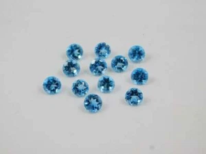 50 Pc Natural Swiss Blue Topaz Calibrated 2.5mm Round Faceted Loose Gemstone - Foto 1 di 8