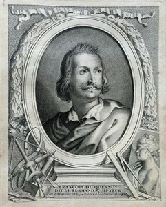 1786 INCISIONE RITRATTO FRANCOIS QUESNOY SCULPTEUR - Imagen 1 de 1