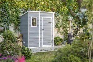 BOX CASETTA IN RESINA DA GIARDINO CM 183,5X111X200,5H CM MANOR 6X4 PENT GRIGIO - Foto 1 di 8