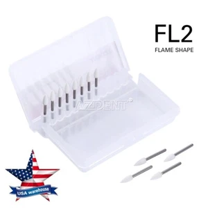 12pcs Dental Flame Shape White Stone Polishing Burs FG Aluminum Oxide Bur USA - Picture 1 of 10