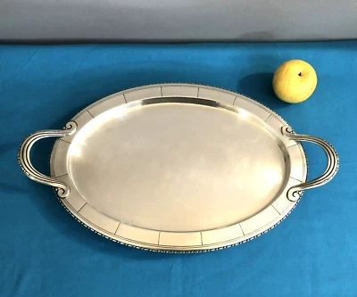 plateau de service à anses ART DECO métal argenté BOUILLET BOURDELLE BB 47 cm - Photo 1/4