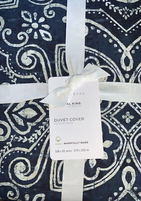 Funda nórdica Pottery Barn Emina estampado King/Cal King azul nueva con etiquetas Foto 1 de 3