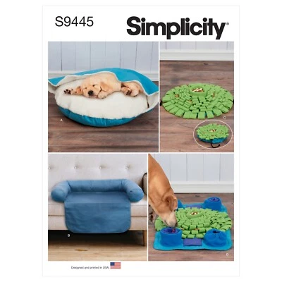 SIMPLICITY 9445 PET BED Sewing Pattern includes BED CHAIR COVER PLAYMAT - Image 1 of 4