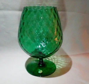 GRAND VERRE VASE EN VERRE SOUFFLER VERT EMPOLI ITALIE ANNEE 60 / 70 - Imagen 1 de 10