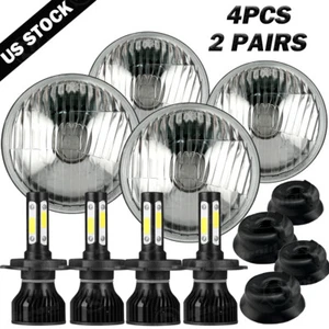 For Chevy Impala El Camino 4Pcs 5.75" 5 3/4" LED Headlights Hi-Lo Sealed Beam - Picture 1 of 24