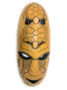 Fijian Mask 20 in with Carved Double Turtle| #mdrx009 - Picture 1 of 1
