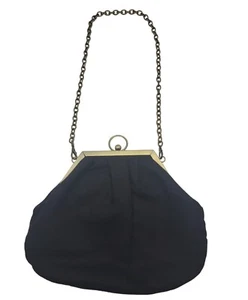Vintage Black Purse Hand Bag Antique Evening Clutch Purse - Picture 1 of 19