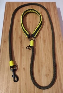 Guinzaglio In Paracord E Corda Ppm - Verde/ nero/ Giallo Fluo fatto a mano - Foto 1 di 3