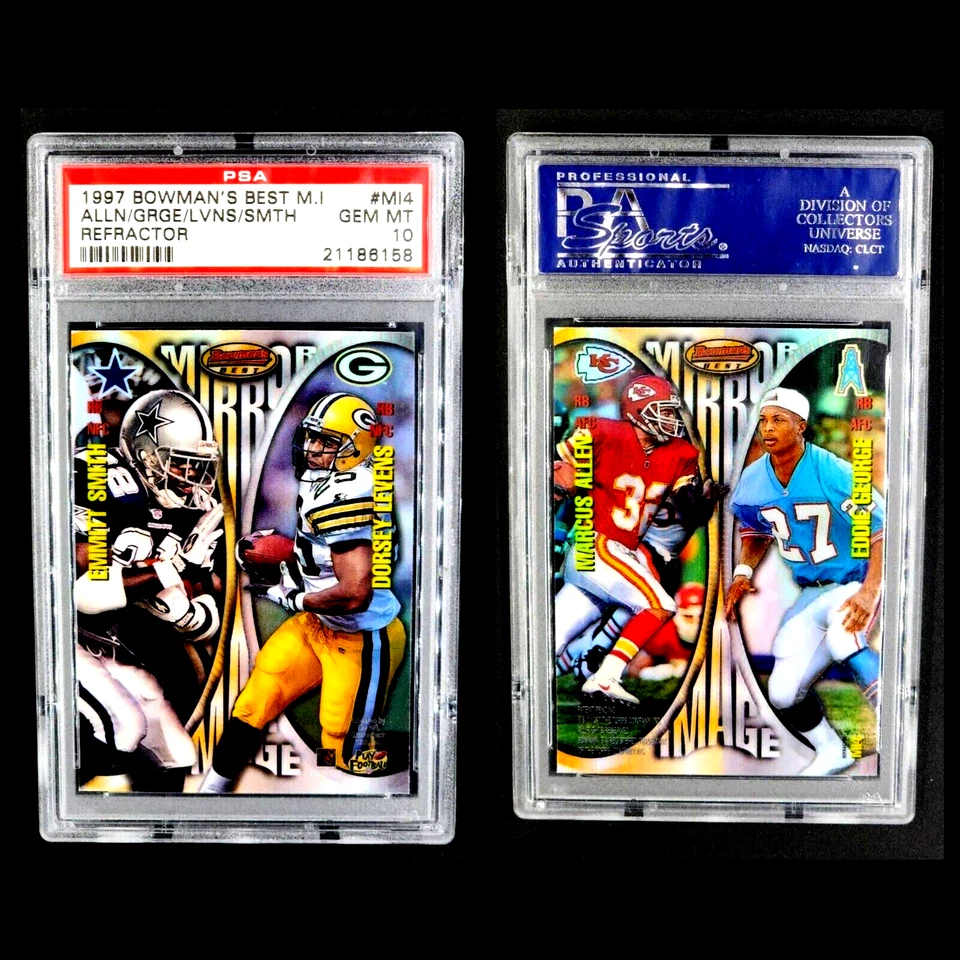 Bowman's Best Mirror Image Refractor 1997 #MI4 Emmitt Smith Marcus Allen PSA 10 Foto 1 de 4