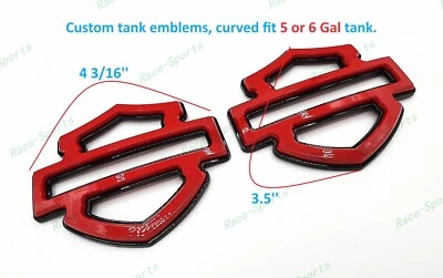 2Pcs Set Gloss Red Black Double Layer Harley CVO Custom Tank Emblems Badges - Image 1 of 4