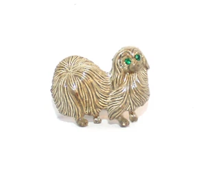 Vintage Gerry's Dog Shih Tzu mit grünen Strass Anstecknadel Brosche H21 - Bild 1 von 2