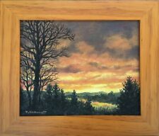 SUNDOWN ABOVE THE RIVER  - original framed oil painting by K. McDermott