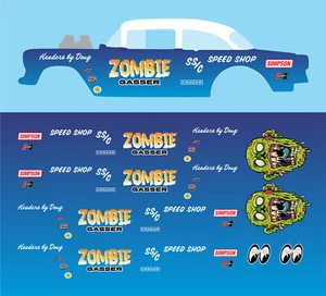 Water Slide Decal for Hot wheels 1/64 for '55 Chevy Gasser ZOMBIE GASSER 043 - Picture 1 of 4