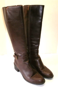 Chaps RHIANNAN Brown Faux Leather Mid Calf Full Zip Boot Shoes Women Size 8.5 B - Picture 1 of 6