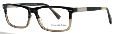 Ermenegildo ZEGNA EZ5046 064 黑角棕色 Demi 男式眼镜 55-15-140 — 第 1/4 张图片