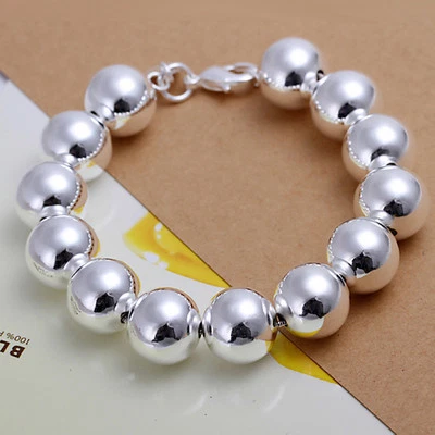  Pulsera Unisex Plata de Ley 925 Cuentas Bolas Tamaño 8 Pulgadas 14MM Langosta L36 Foto 1 de 4