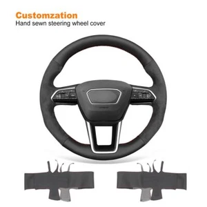 Cubierta de volante de cuero real Athsuede personalizada para Audi A6 Allroad A7 RS 6 - Imagen 1 de 10