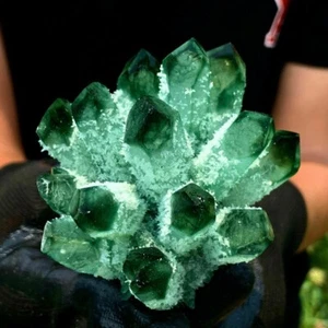 300 g + natürliche große grüne Phantom Quart Kristall Heilung Cluster Rock Sammlung - Bild 1 von 5