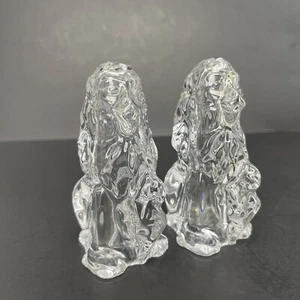 Czech Glass Salt & Pepper Shakers Set of 2 Sitting Lions - Picture 1 of 10