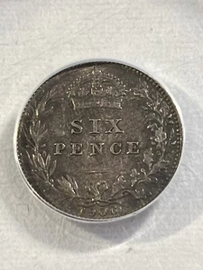 1906 Great Britain Silver 6 Pence Graded AU 58 by ANACS - Picture 1 of 4
