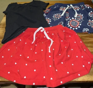 Carters Girls 3 Piece Tee& Short Set Sz 3T. 1 Shirt & 2 Shorts. New Without Tags - Picture 1 of 24