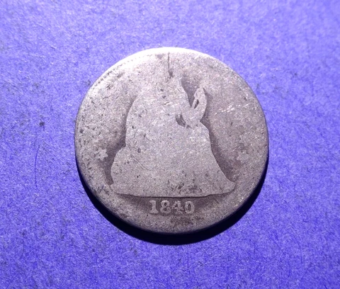 1840 with Drapery Seated Liberty Dime  Fair Cover