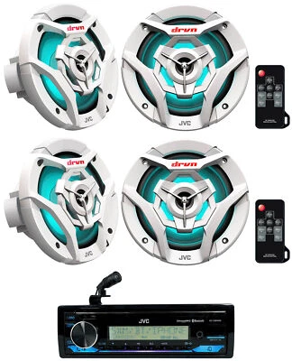 JVC KD-X38MBS Marine Stereo Receiver w/Bluetooth/USB+(4) 6.5" Speakers in White - Image 1 of 4