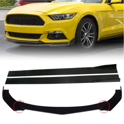 Front Bumper Lip Splitter Spoiler Body Kit +Side Skirt For FORD Mustang GT Foto 1 de 4