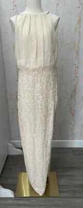 RC1 RHEA COSTA , COSTA SEQUIN BEIGE DRESS US 6 - Picture 1 of 7